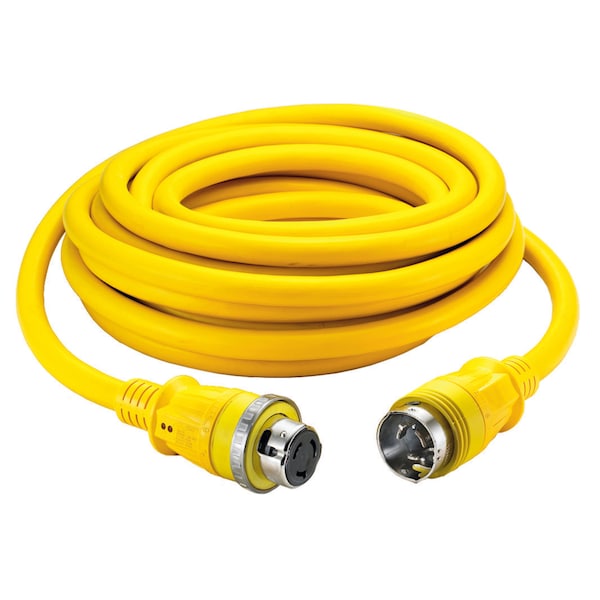 Locking Devices, Twist-Lock, Marine Grade, Ship to Shore Cableset, 50A 125/250V, 3-Pole 4-Wire Grounding, Non-NEMA, Yellow, LED Indicators